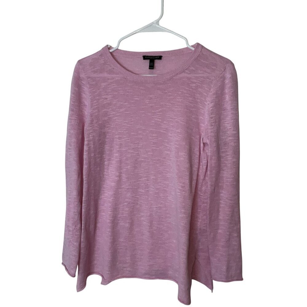 Eileen Fisher Pink Linen Cotton Long Sleeve Sweater Womens PP